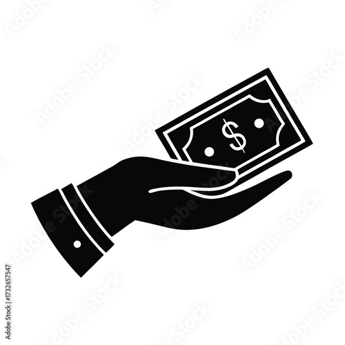 A fundraising or donation icon with a hand receiving money vector illustration
