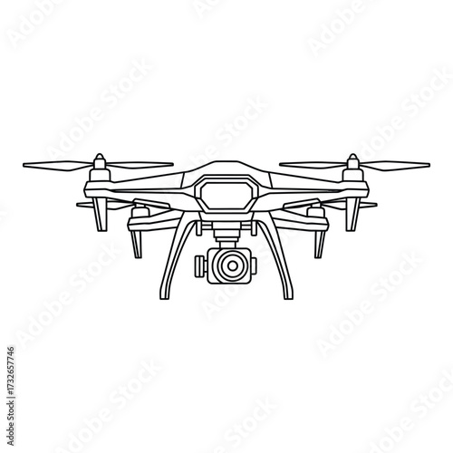 Vector art of modern quadcopter drone with camera