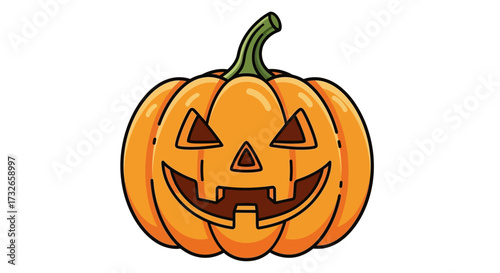 Spooky jack o lantern grinning with friendly Halloween spirit perfect for festive decorations and party invitations