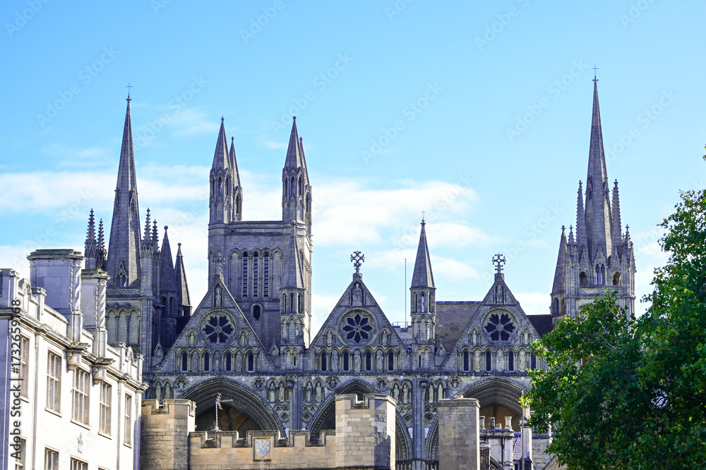 Fototapeta premium Peterborough Cathedral Spires and Tower, England, UK
