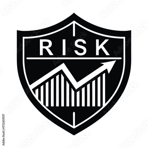 A simple illustration of a risk management shield with a falling graph icon vector illustration