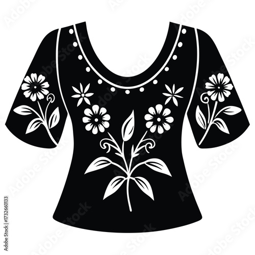 vintage boho floral top with wide neckline