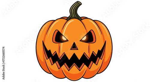 Spooky glowing jack-o-lantern with a wicked grin ready to haunt your Halloween celebrations and festive designs