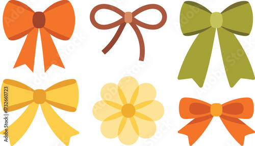 Festive bows in autumn colors creating a happy mood for seasonal design projects and fall celebrations, adding charm to your creative endeavors