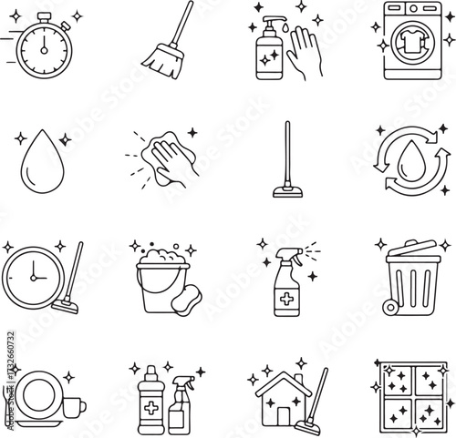 Cleaning and Maintenance icon set 
