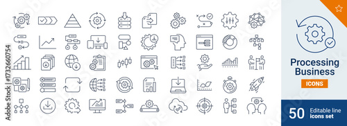 Processing icons Pixel perfect. product, work, activity,...	
