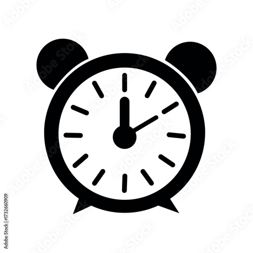 Classic alarm clock icon black and white