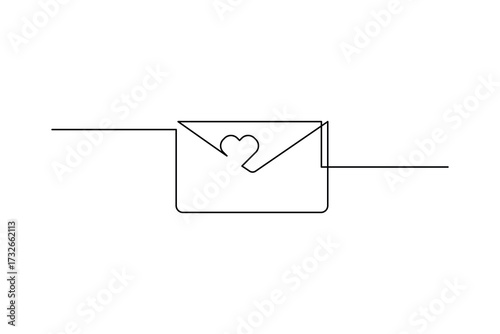 Envelope Symbol One Line Continuous Vector Illustration