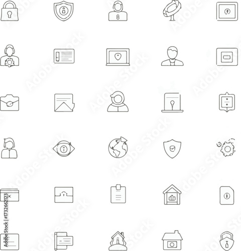 Security solid icons collection. Containing protection, access, cyber security.
