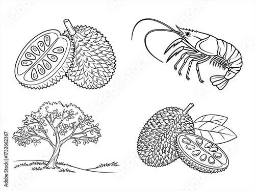 coloring page line art the tree black vector bundle