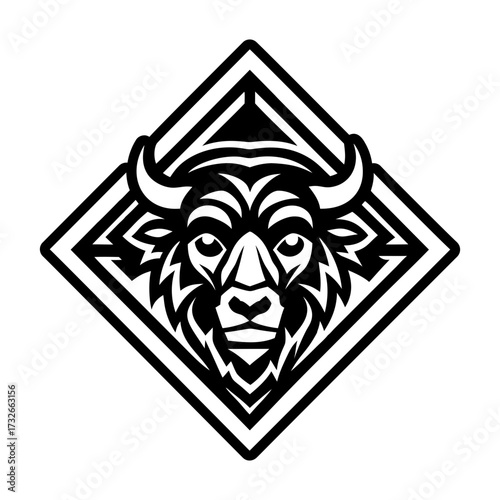 A glyph style icon of buffalo logo