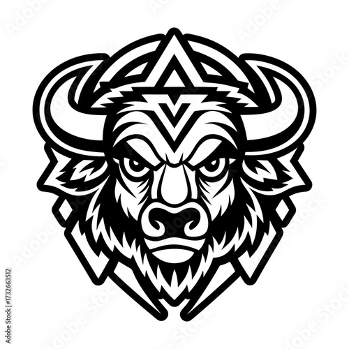 Glyph style icon showing a buffalo symbol