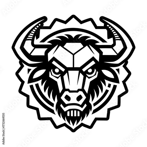 A filled style icon of a buffalo face