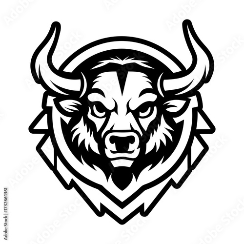 A filled style icon of a buffalo face