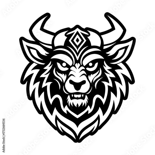 Glyph style icon showing a buffalo mascot