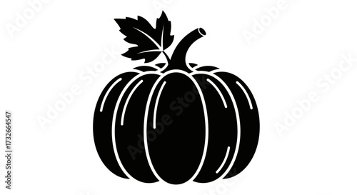 Striking black pumpkin graphic ready for Halloween designs and autumn promotions, perfect for spooky season marketing and harvest themed projects