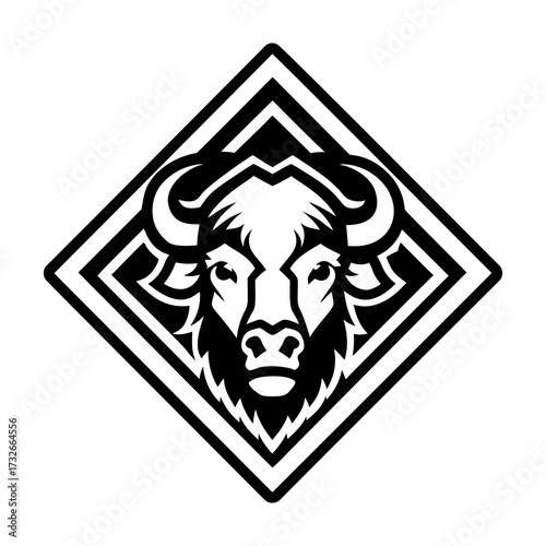 A glyph style icon of buffalo logo