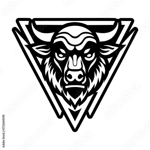 A filled style icon of a buffalo face