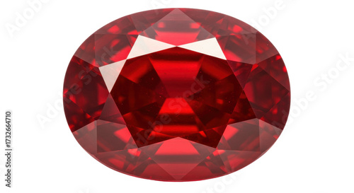 Round cut red ruby gemstone isolated, precious stone for jewelry design and luxury accessories on transparent background