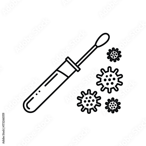Medical swab and virus icons for testing and diagnosis