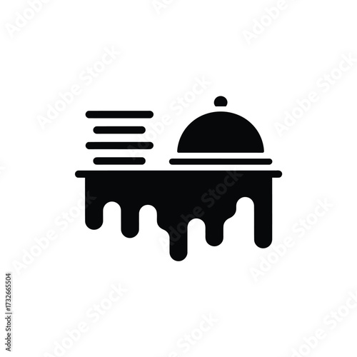 Black silhouette of a table with food and dripping liquid