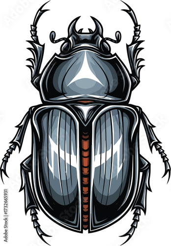 Metallic stag beetle with detailed exoskeleton, insect illustration