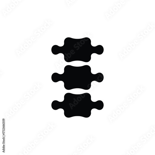 Abstract black spinal vertebrae graphic on white background