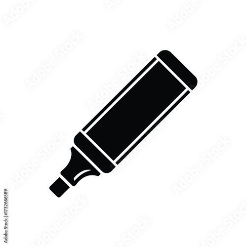 Black silhouette of a highlighter pen on a white background