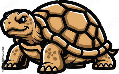 Cartoon turtle, mascot, with determined expression