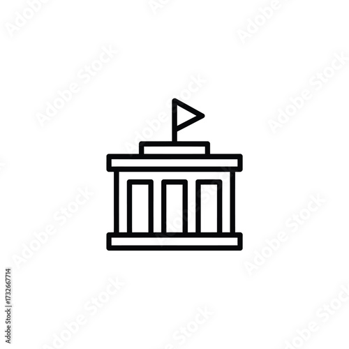 Simple outline icon of a government building with a flag