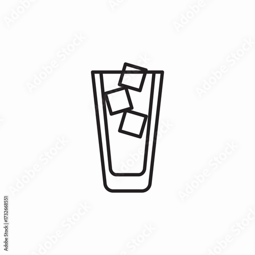 glass ice cubes icon sign vector