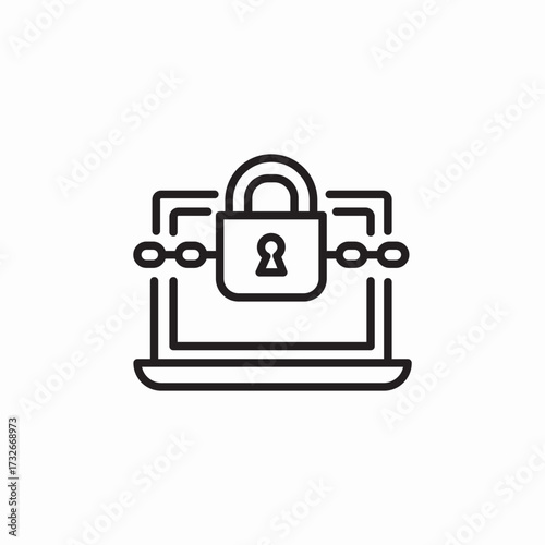 laptop lock safety icon sign vector