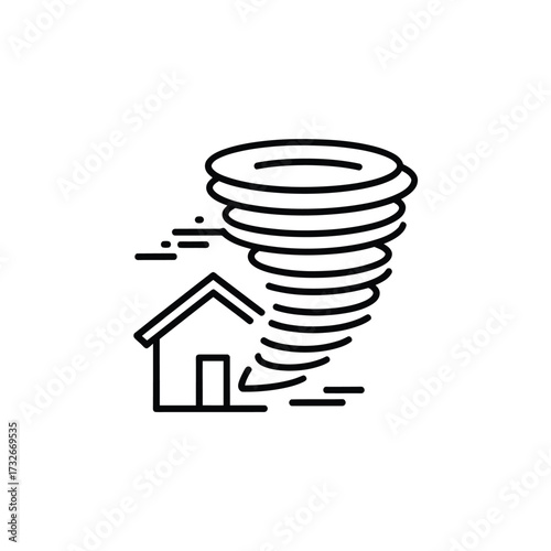 Tornado threatening a small house icon