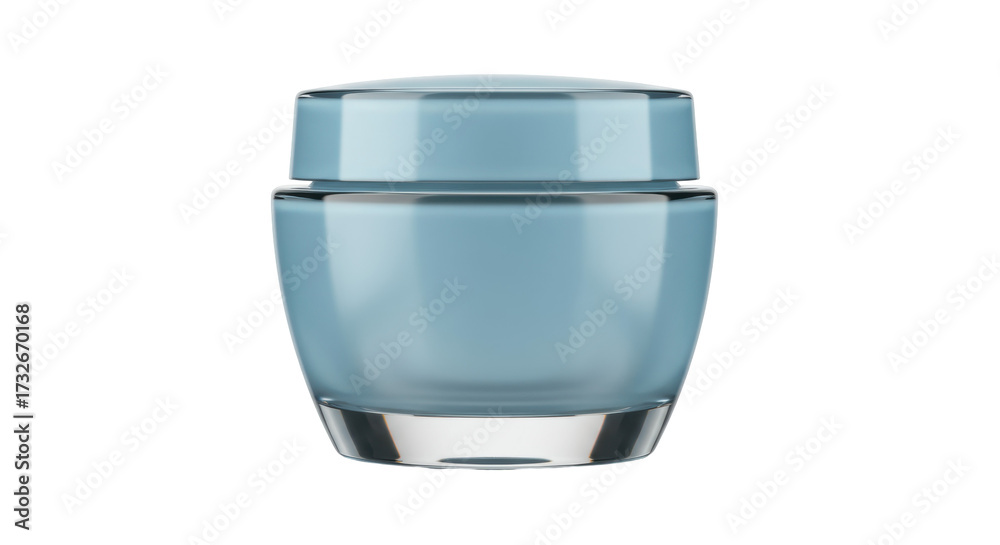 Obraz Light blue cosmetic cream jar isolated on transparent background, skincare product mockup for beauty and health