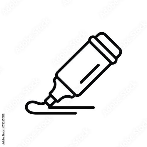 Simple line art icon of a highlighter pen drawing a line