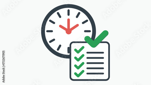 Clock and Checklist Vector Design, Professional Organization and Planning Illustration