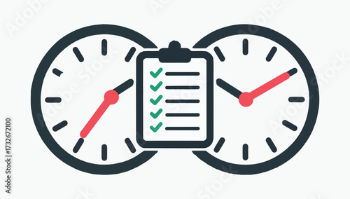 Office Productivity and Scheduling Illustration, Effective Time Use in Business Concept