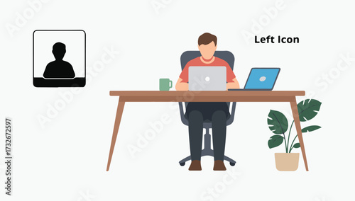 Remote Workforce and Digital Era Illustration, Modern Online Workplace Vector Concept