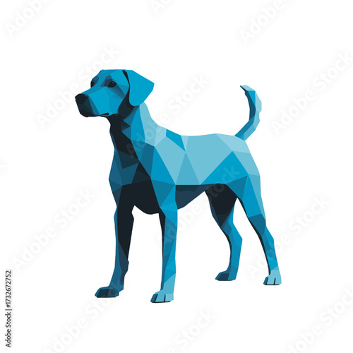 Dog standing calmly with alert posture in a simplistic graphic style suitable for various artistic applications