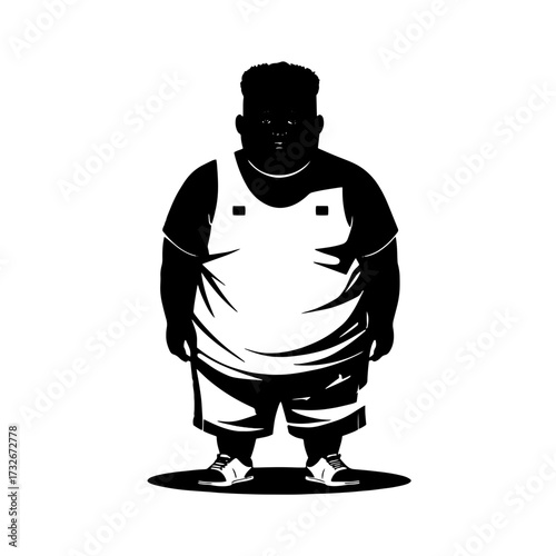 Overweight Boy Representation of body positivity with a diverse figure standing confidently in activewear during a sunny day outdoors