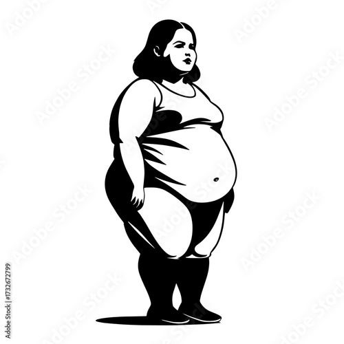 Overweight woman Representation of body positivity with a diverse figure standing confidently in activewear during a sunny day outdoors
