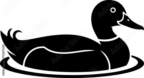 duck swimming silhouette vector illustration