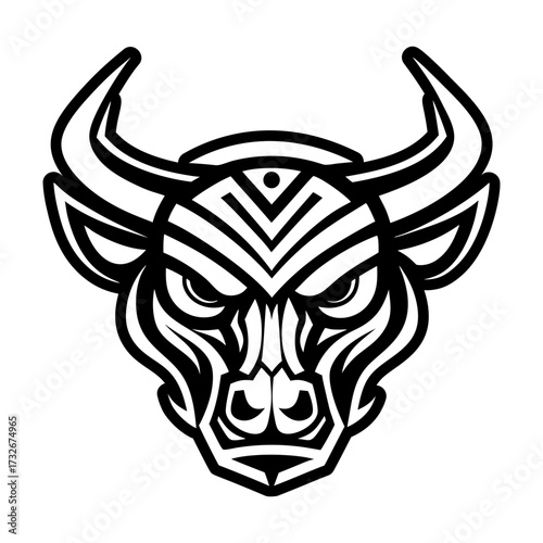 Solid style icon representing a bull symbol