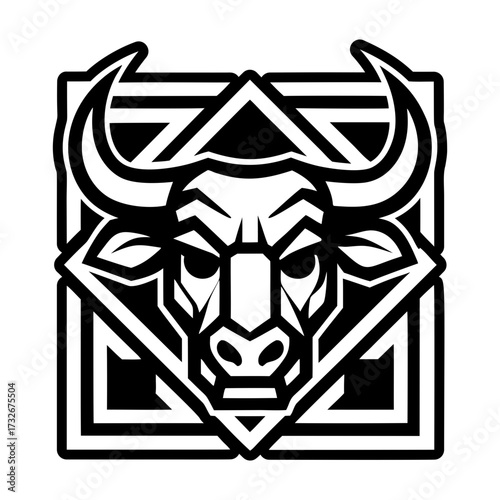 Solid style icon representing a bull symbol