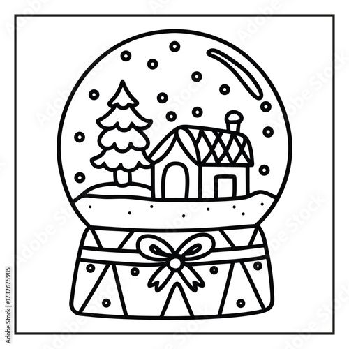 Snow Globe Drawing: A whimsical illustration of a snow globe, featuring a charming house and a snow-covered landscape, evoking feelings of nostalgia and holiday cheer.