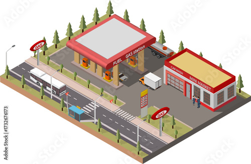 Isometric gas station