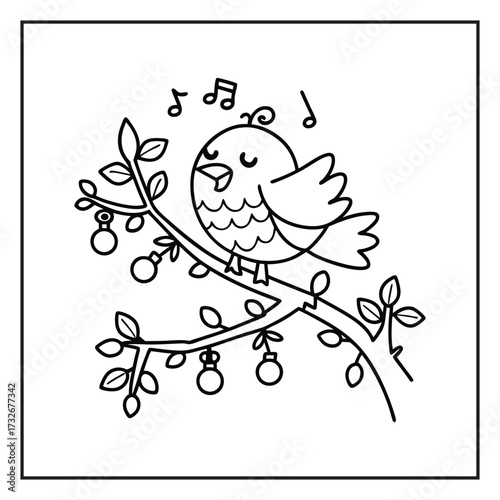 A Singing Bird: A charming illustration depicts a cheerful bird perched on a branch, joyfully singing its melodic tune.  
