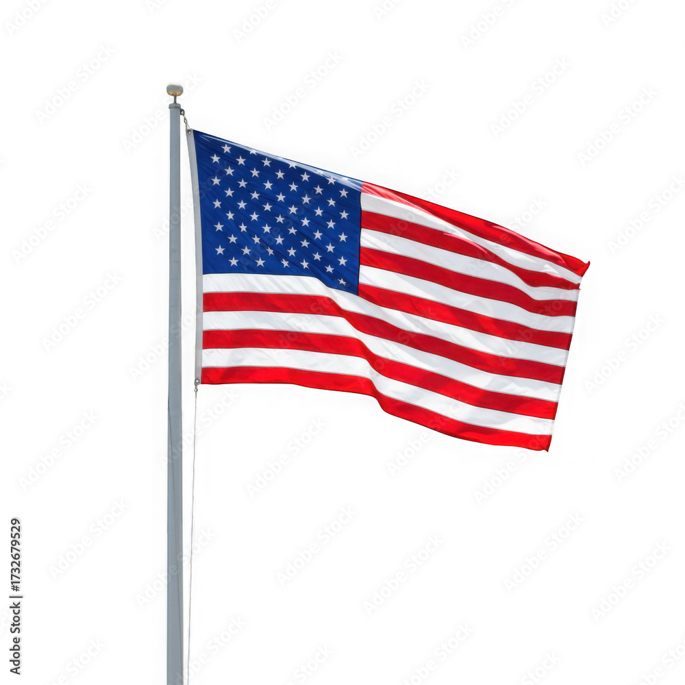 Fototapeta premium United States American Flag Illustration on White Background