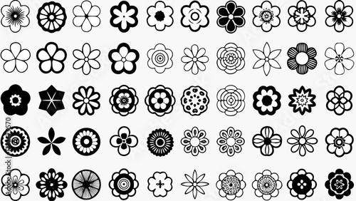 Elegant collection of stylized floral designs, perfect for adding a touch of nature to your modern projects, offering versatile design possibilities for various applications.