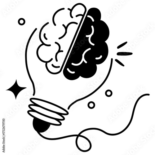Creativity icon Ideas & Inspiration Icon Light Bulb Creative thought linear icon set. brainstorming and idea generation symbols Design Tools Icon Brain inside lightbulb icon in black creativity 